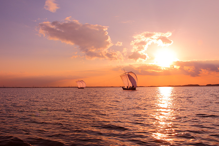 霞ケ浦の美しい夕日